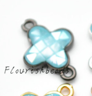 Natural Black Abalone Shell Four Leaf Clover Charms fit Bracelets making