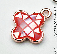One Loop Red Shell Flour Leaf Clover Charms fit Necklace Bracelets making