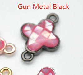 Pink Color Shell Two Loops Clover Charms fit Bracelets making