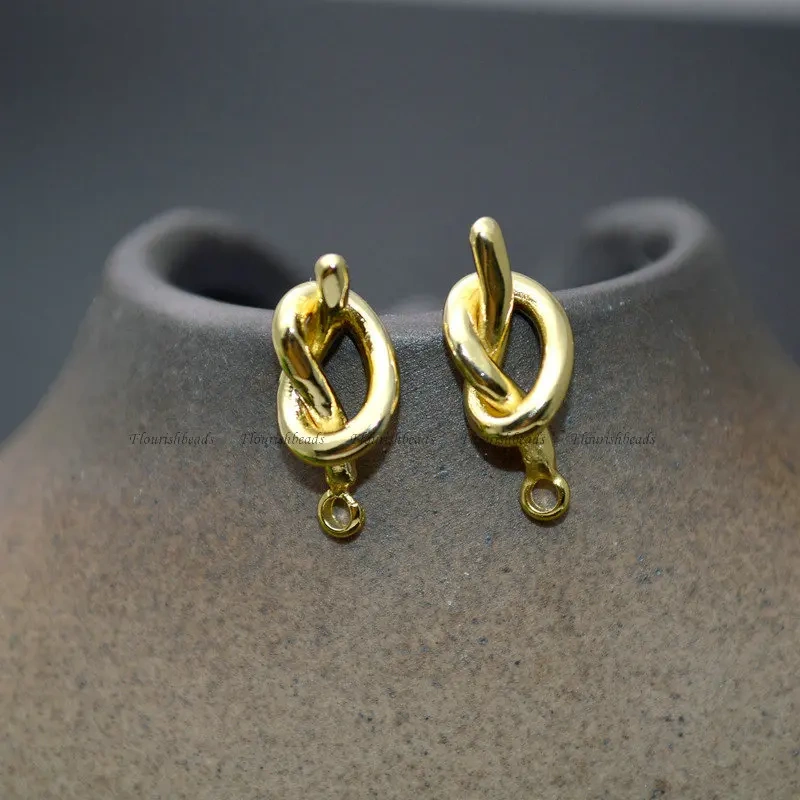 Hot-selling Unique Design Real Gold Plated Twisty Metal Ear Stud Brass Trendy Jewelry Findings Earrings DIY Meterials 30pcs
