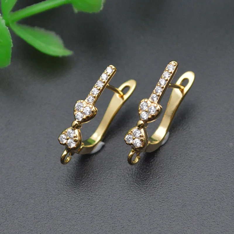 13x18mm Cubic Zircon Beads Paved Bow Shape Earring Hooks Accessories for Women Handmade Tassle Ear Jewelry Making