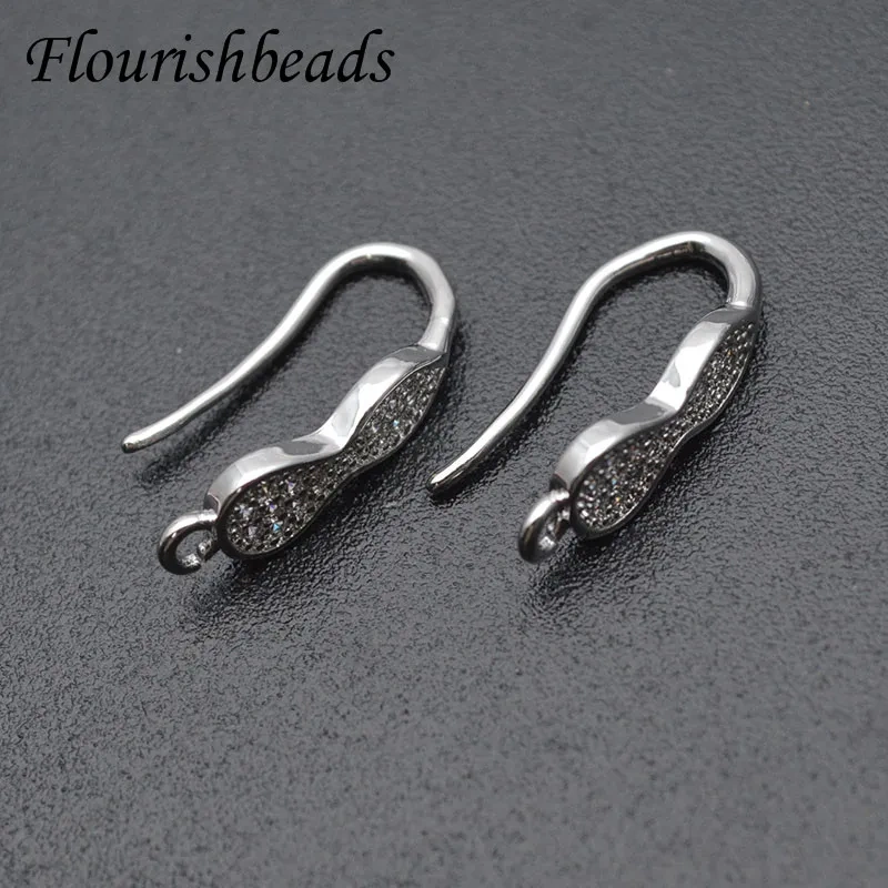 Various Color Nickle Free Anti Rust Zircon Beads Paved Gourd Shape Earring Hooks for DIY Jewelry Making Supplier 20pcs/lot
