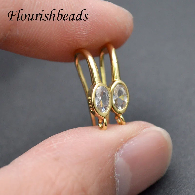 Various Shape Real Gold Plating Zircon Beads Paved Gourd Shape Earring Hooks for DIY Jewelry Making Supplier 20pcs/lot