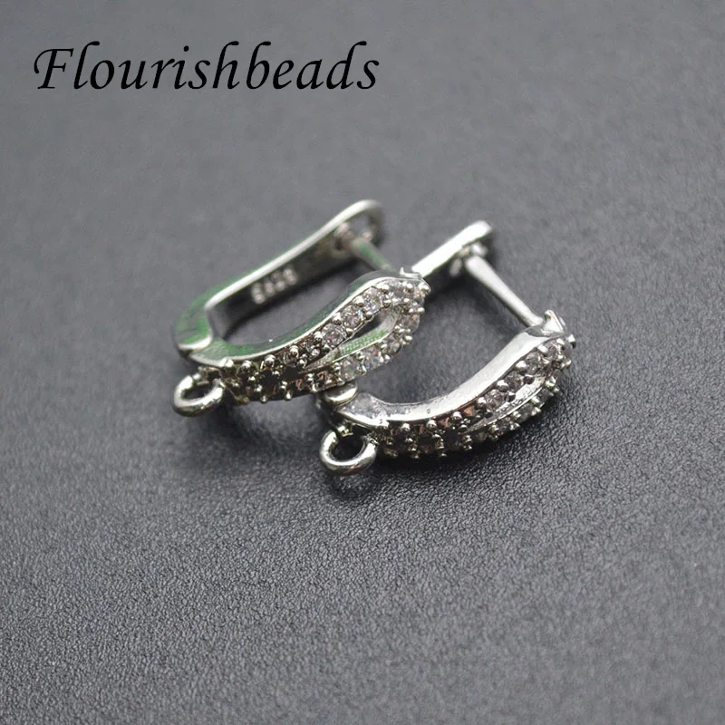 30pcs/lot 4 Colors Anti Fade Nickel Free CZ Beads Paved Earring Hooks for High Quality Jewelry Making Supplier