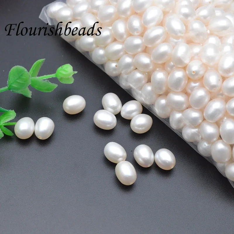 8x10mm Natural Freshwater Pearls rice shape loose beads Half Drilled Hole Loose Beads For Jewelry Making DIY earring Necklace