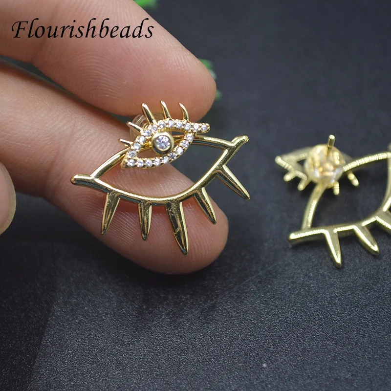 Popular New Style Personalized Earrings Turkish Evil Eye Stud Earring Gold Plated CZ Beads Paved Nickel Free Fashion Jewelry