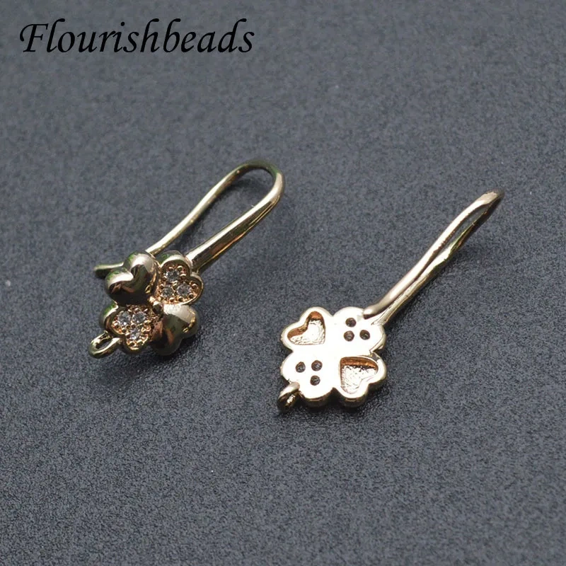 Gold Plated Flower Shape Wire Fish Earring Hooks for Handmade Women Fashion Jewelry Making 30pcs/lot