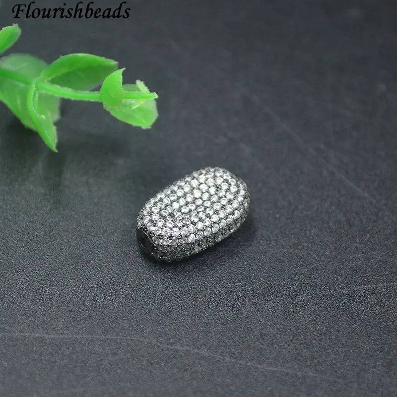 14x20mm Luxury Paved  Real CZ Zircon Rounded Rectangle Metal Beads for Women DIY Jewelry Making Necklace Bracelet