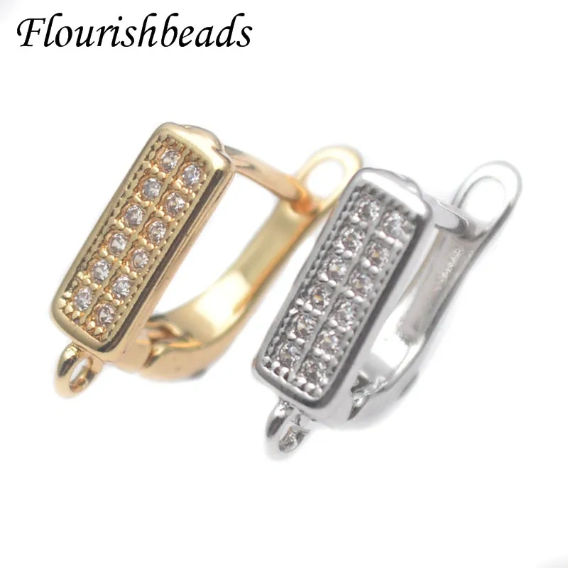 2022 New Fashion Earring Hooks Clasp Shvenzy DIY Jewelry Accessories Gold Plated Double Row Zircon Quality Supplies
