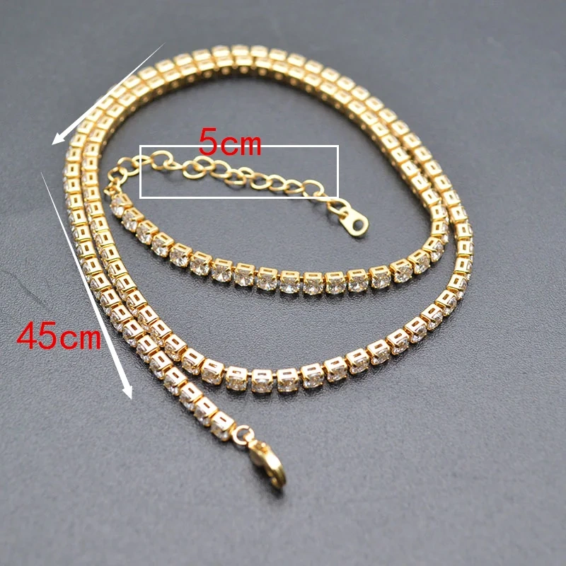50cm Fashion Nickel-free Gold Plating Hip Hop Necklace CZ Paved Tennis Chain For Men Women Jewlery Gift  Wholesale