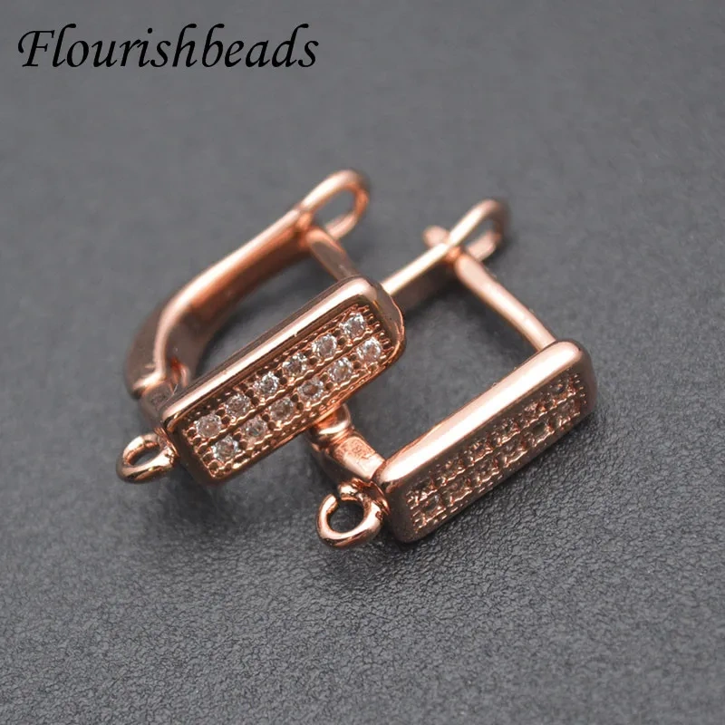 2022 New Fashion Earring Hooks Clasp Shvenzy DIY Jewelry Accessories Gold Plated Double Row Zircon Quality Supplies