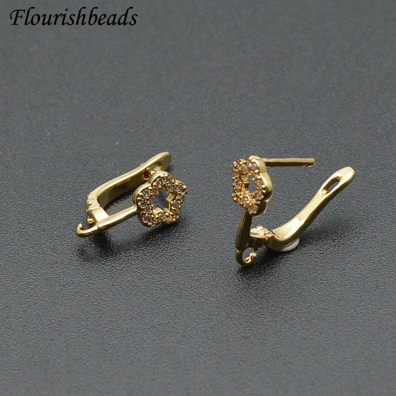 30pc Flower Shape Nickle Free Anti-Fading Gold Color Metal Brass Earring Hooks Jewelry Findings