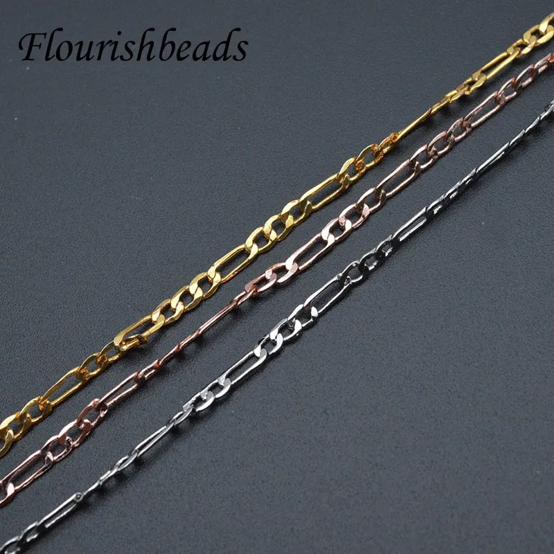 Gold Color Metal Nickel Free Necklace Figaro Chain for Men Women Anti Fade Gold Link Chain Necklace Jewelery Findings 30pcs/lot