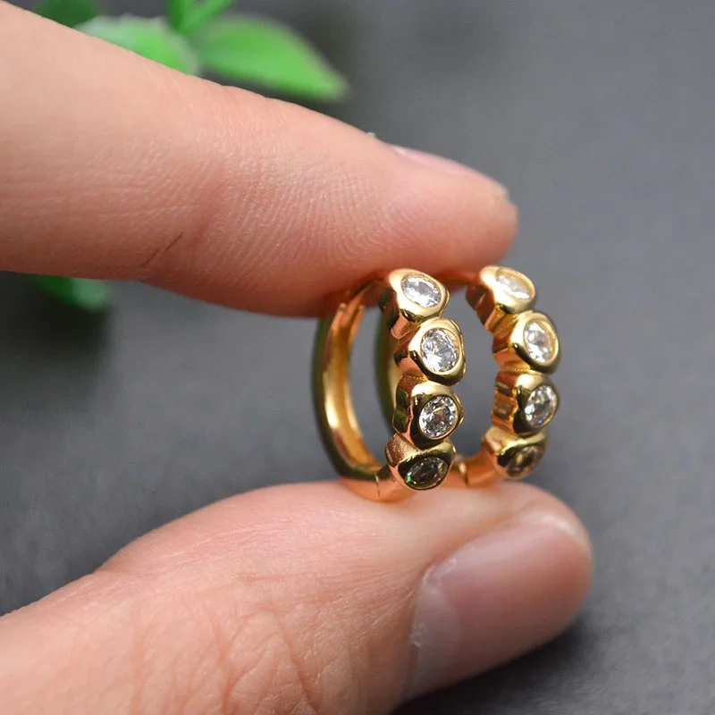 30pc Nickle Free Anti-fading Round Shape Metal Earring Hooks Zircon Beads Paved Jewelry Findings