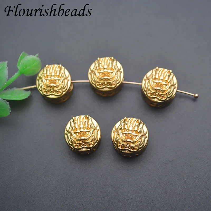 30pcs/lot Chinese Lucky Charms Dragon Big Hole Round Loose Spacer Beads for DIY Bracelet Necklace Jewelry Making Accessorie