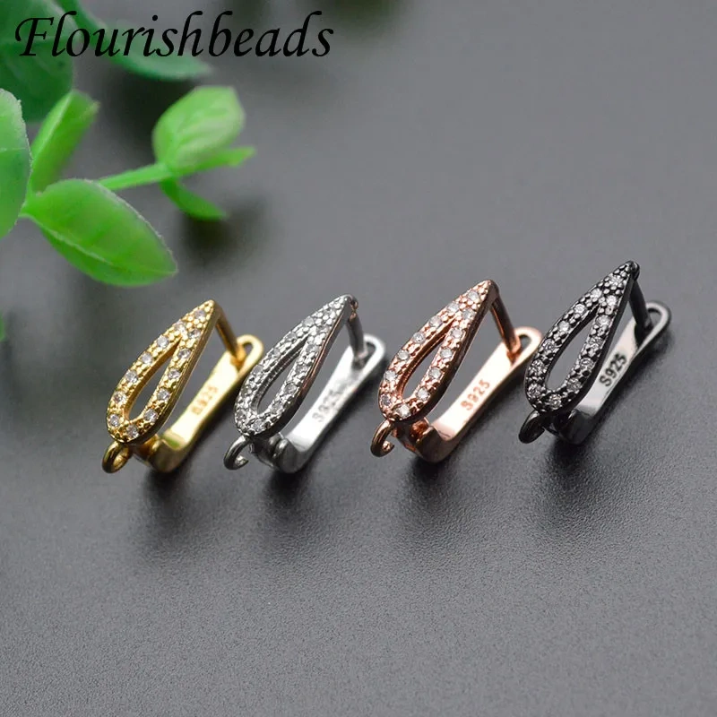 30pcs High Quality Nickle Free Gold Rhodium Color CZ Beads Paved Earring Hooks for Dangle Earrings Making Jewelry Findings