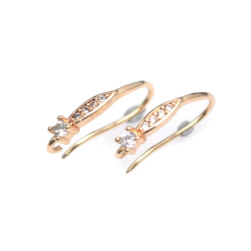 Various Styles Gold Plated Paved CZ Beads Earring Hooks Ear Wire Color Remain Jewelry Findings  30pcs/lot