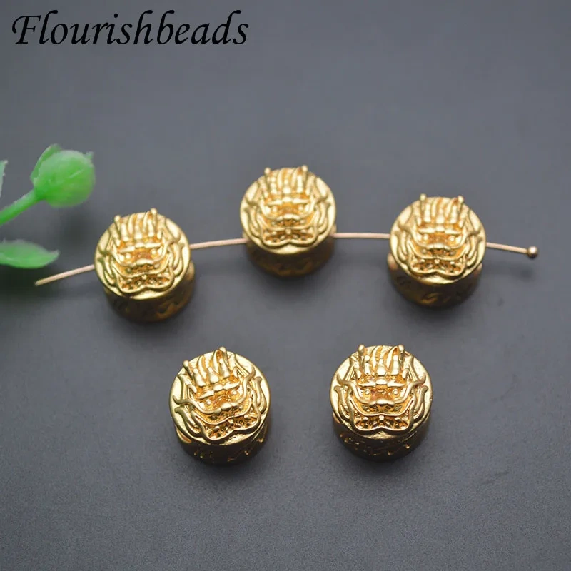 30pcs/lot Chinese Lucky Charms Dragon Big Hole Round Loose Spacer Beads for DIY Bracelet Necklace Jewelry Making Accessorie