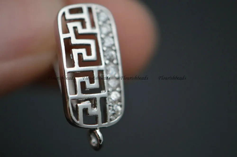 New Design Paved CZ Beads 9mm Width Metal Copper Hollow Out Earrings Hooks Jewelry Clasps Findings 30pc Per Lot