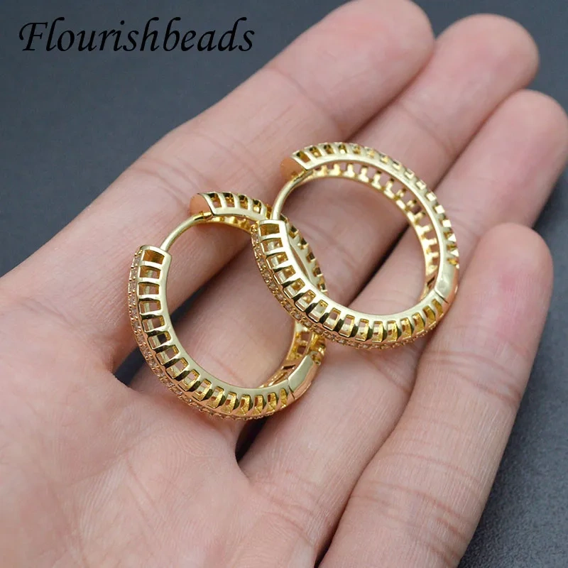 28x30mm Fashion Jewelry Neckel Free Gold Color Circle Round Hoop Earrings for Women Girls Trendy Metal Accessories