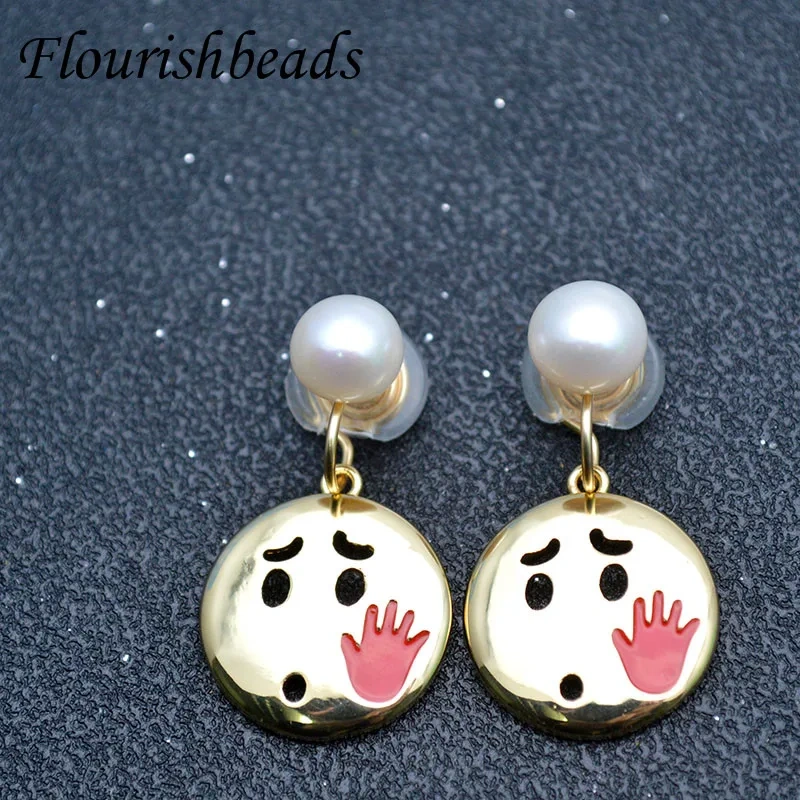 10pc Cute WeChat Emoticons Brass Charms Pendant for DIY Earrings Makings Jewelry Accessories Supplies 13x20mm