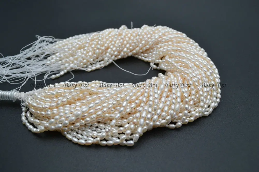 Natural White Fresh Water Pearl 3x5mm~4x6mm Rice Loose Beads DIY Jewelry Making Supplies