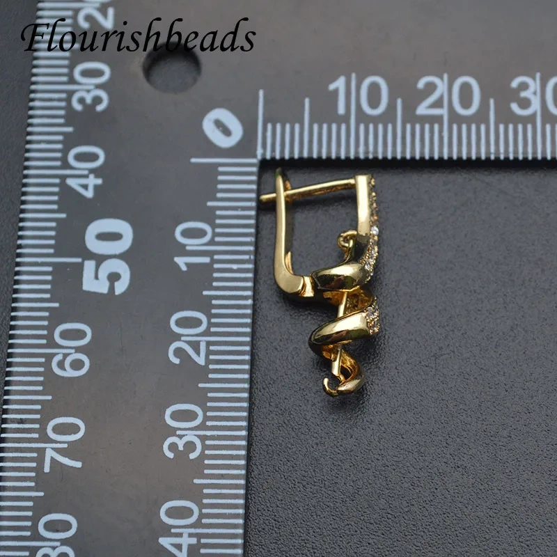Unique Shape High Quality Nickel Free Gold Color Earring Hooks Clasp DIY CZ Accessories for Jewelry Making 20pcs/lot