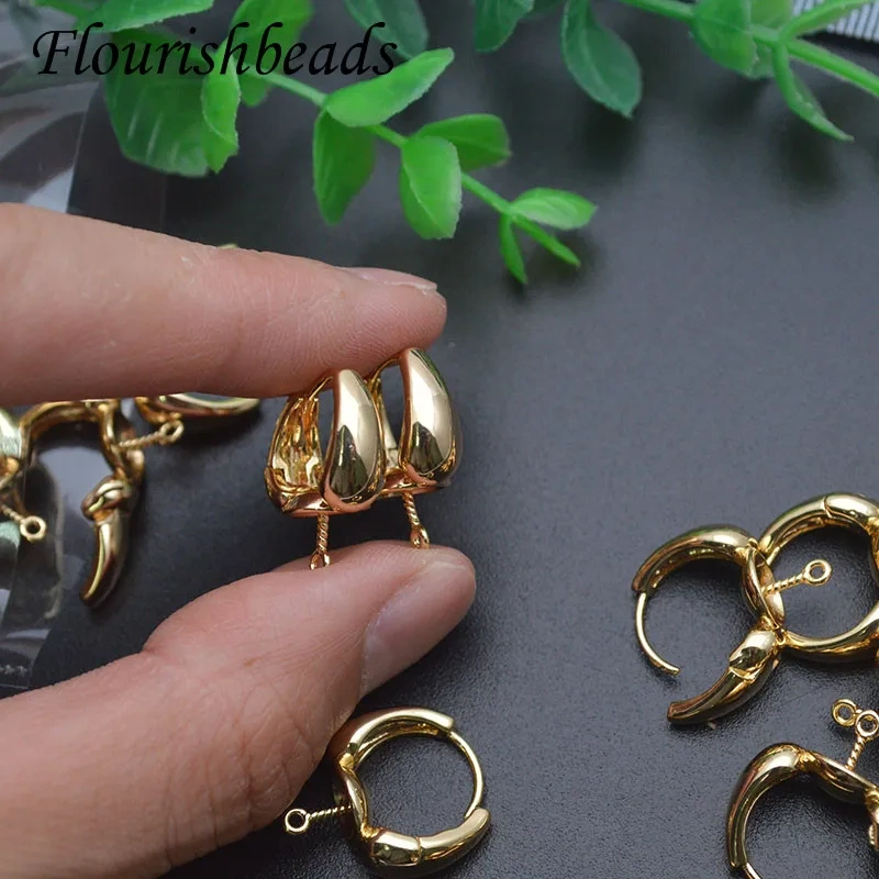 High Quality Smooth with Hole Gold Color Earring Hooks Clasp DIY Ladies Handmade Ear Jewelry Making 30pcs
