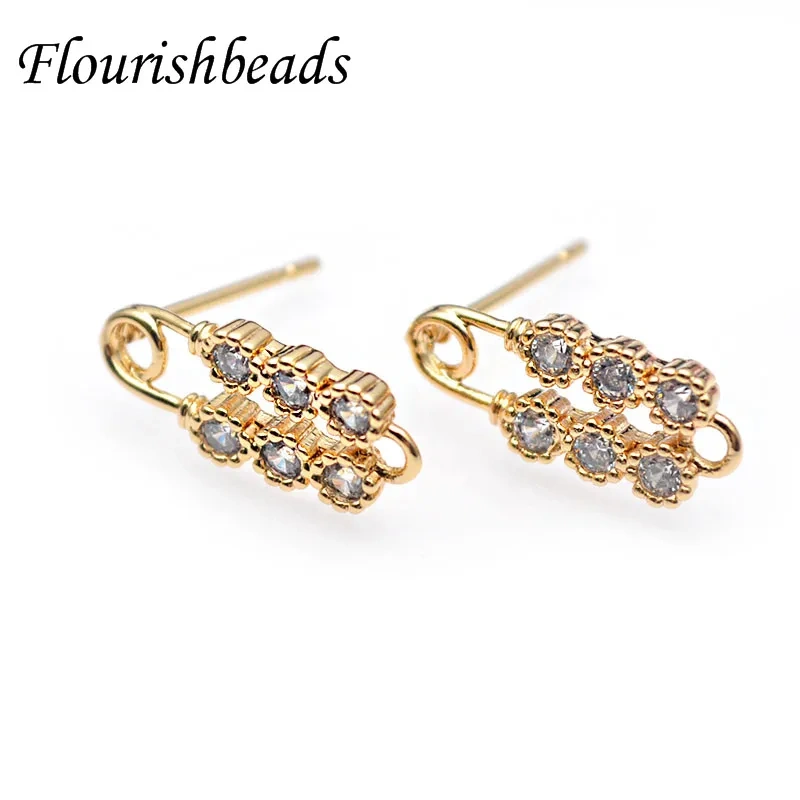 30pc High Quality Double CZ Zircon Beads Paved Real Gold Plating Earring Hooks Diy for Jewelry Making Accessories