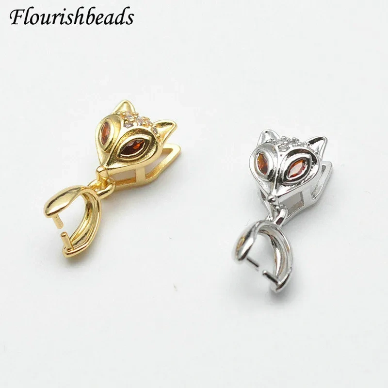 Fox Shape Handicraft Jewelry Clamp Pinch Clip Bail Charms Hooks Accessories for Women Gems Earrings Necklace Jewelry Making