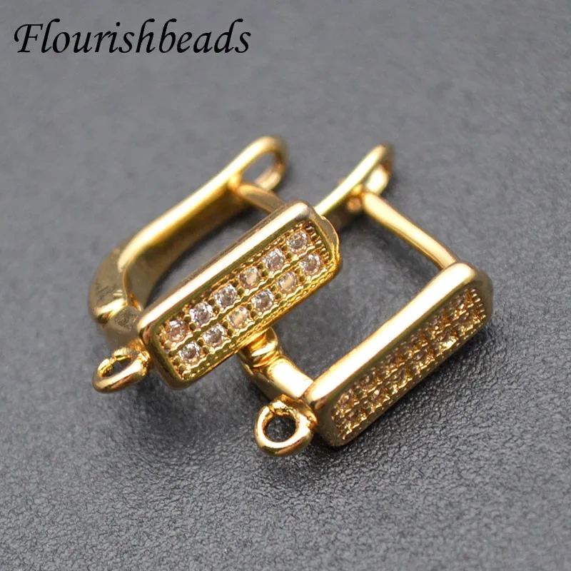 2022 New Fashion Earring Hooks Clasp Shvenzy DIY Jewelry Accessories Gold Plated Double Row Zircon Quality Supplies
