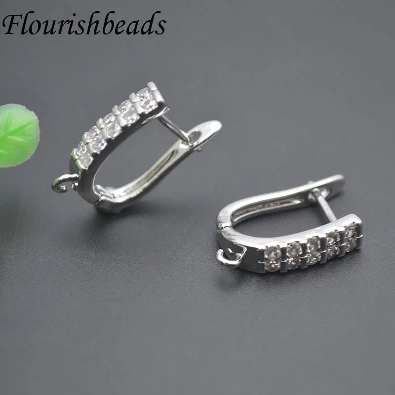 Jewelry Findings Paved CZ Beads Leverback Earwire Earring Hooks Accessories for Women DIY Fashion Earring Making