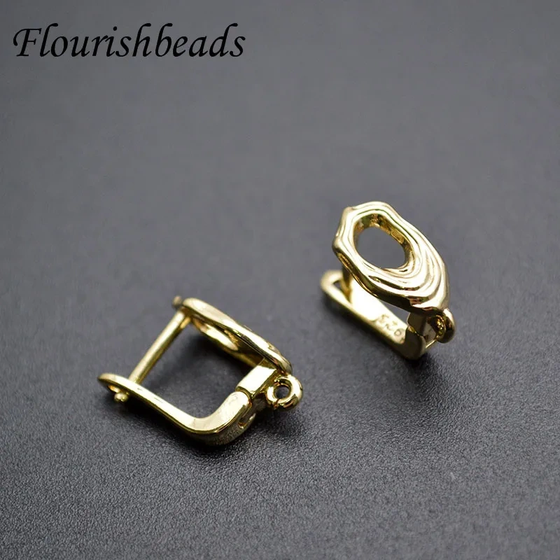 Oval Hollow Gold Rhodium Plated Nickle Free Anti Rust Earring Hooks Handmade DIY for Jewelry Making Supplier 30pcs