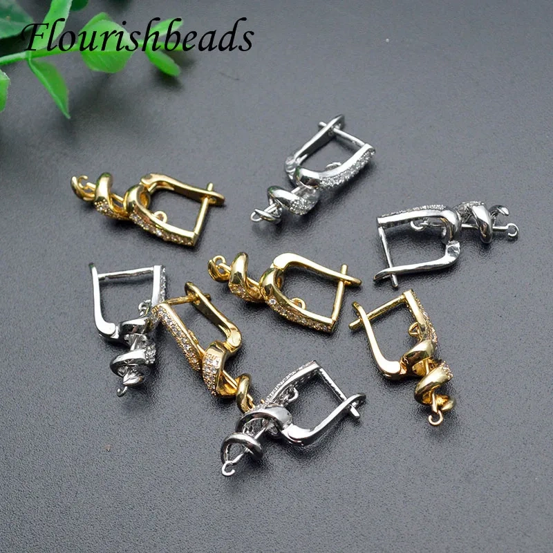 Unique Shape High Quality Nickel Free Gold Color Earring Hooks Clasp DIY CZ Accessories for Jewelry Making 20pcs/lot