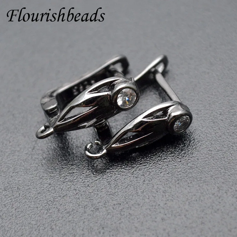 New Arrived Real Gold Plating Cubic Zircon CZ Beads Nickle Free Earring Hooks for DIY Jewelry Making Supplier 30pcs/lot