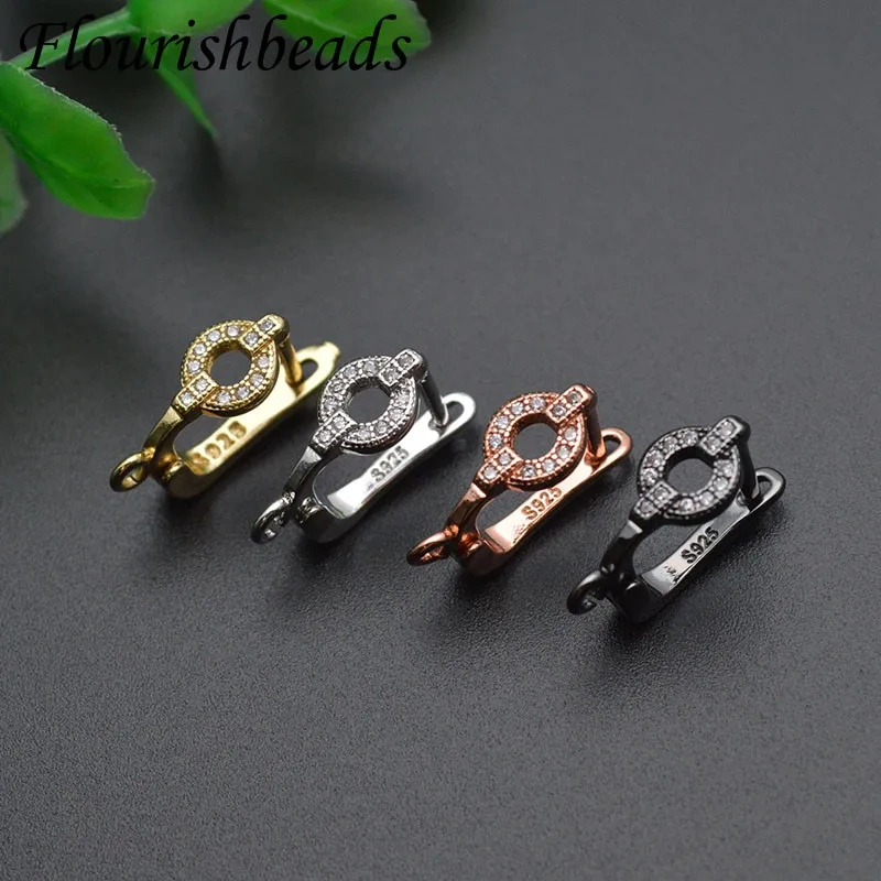 30pcs High Quality Metal Anti Rust  Real Gold  Rhodium Plating CZ Beads Paved Earring Hooks for DIY Jewelry Making