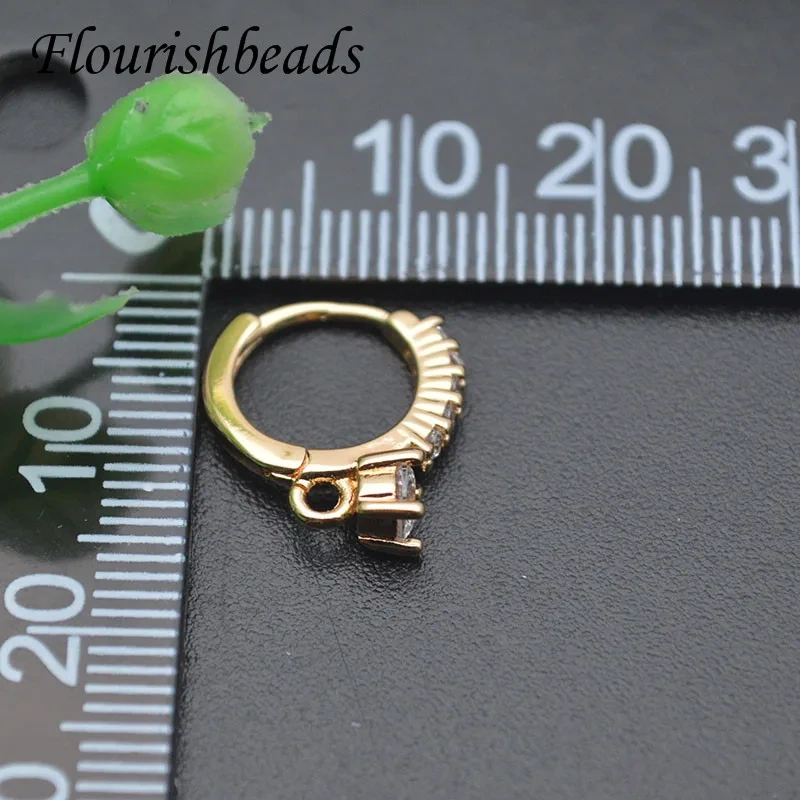 13x15mm Nickel Free Paved CZ Beads Round Earring Hooks DIY Jewelry Findings Parts  for Woman Ear Handmade 20pcs/lot