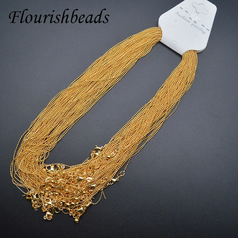 30pcs Real Gold Plating Ball Beads Chains Accessories for Necklaces DIY Jewelry Making Findings