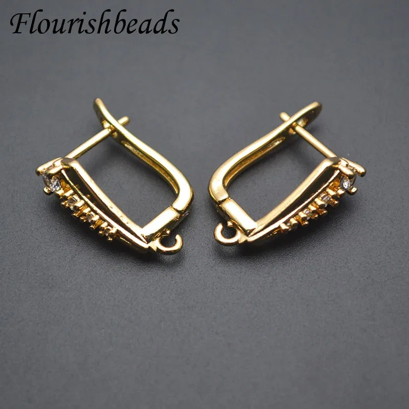 New Arrived 18k Gold Plated Women Handmade DIY Earring Accessories Copper Earring Hooks Clasp Supplies 30pcs/lot