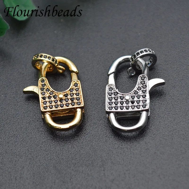 5pcs CZ Beads Paved Spring Clasps Copper Connectors Jewelry Making Supplies for DIY Bracelet Necklaces Hand Made Accessories