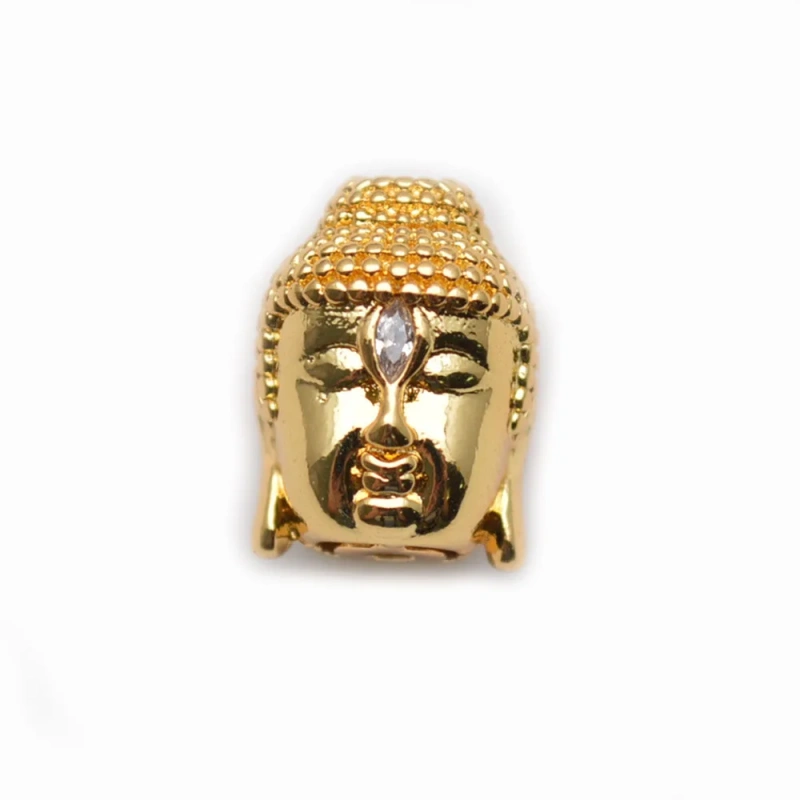 10x14mm Buddha Head Metal Copper Spacer CZ inlaied Loose Beads Multi Colors Charms DIY Jewelry Findings 20pcs/lot