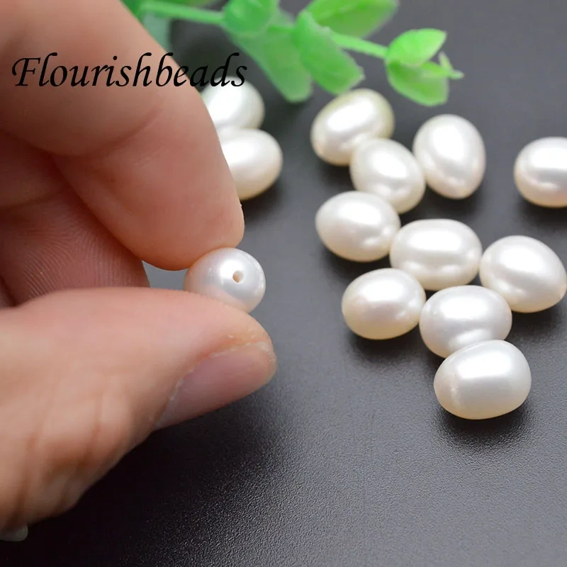8x10mm Natural Freshwater Pearls rice shape loose beads Half Drilled Hole Loose Beads For Jewelry Making DIY earring Necklace