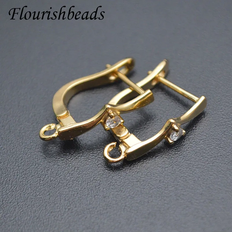 30pcs/lot DIY Earring Making Accessories Supplies Handmade Gold Color CZ Paved Shvenzy Earring Hook Clasp