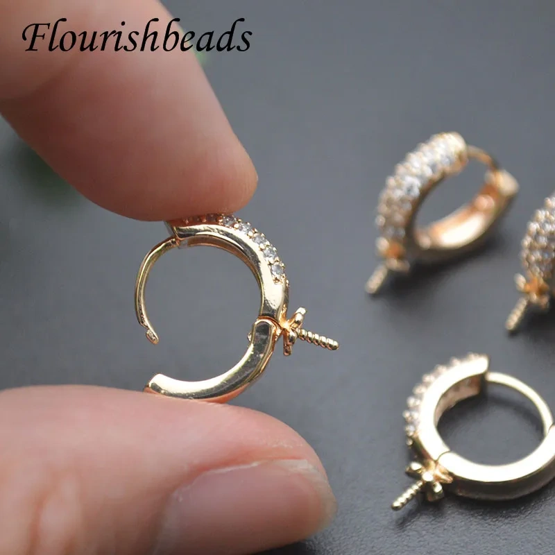 High Quality Metal Circle Shape Pin Earring Hooks Base Fit DIY 10mm Beads Earrings Jewelry Accessories 20pcs/lot