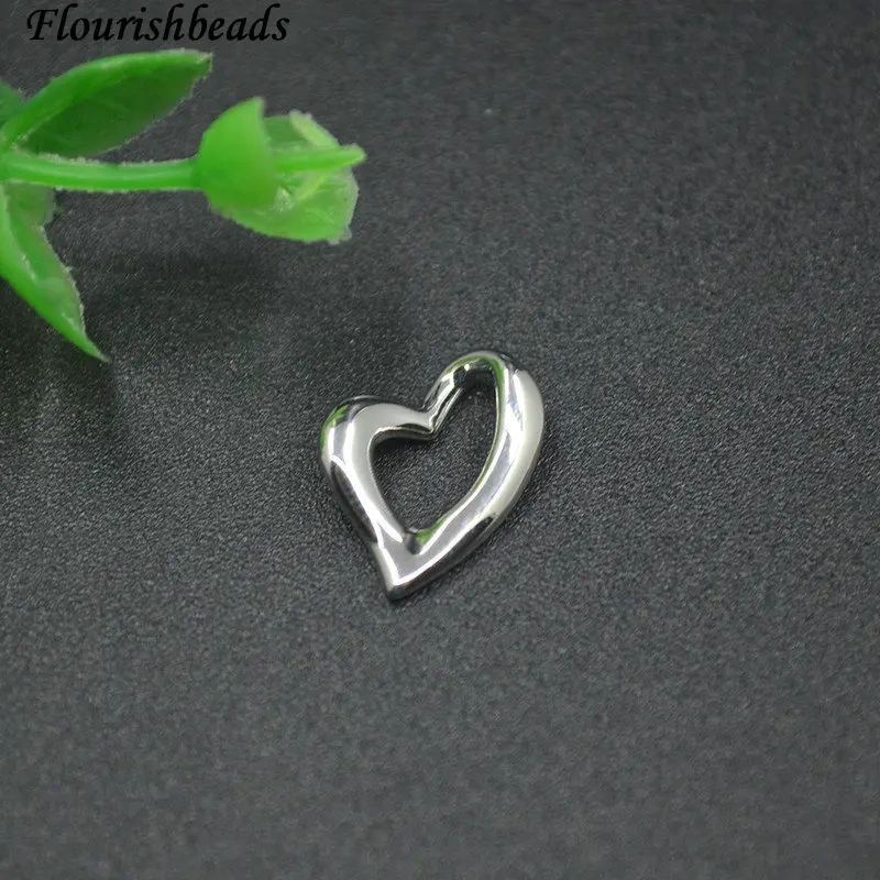 30pcs/lot Jewelry Findings Anti Fading Smooth Asymmetrical Love Heart Charms DIY Earrings Necklace Accessories