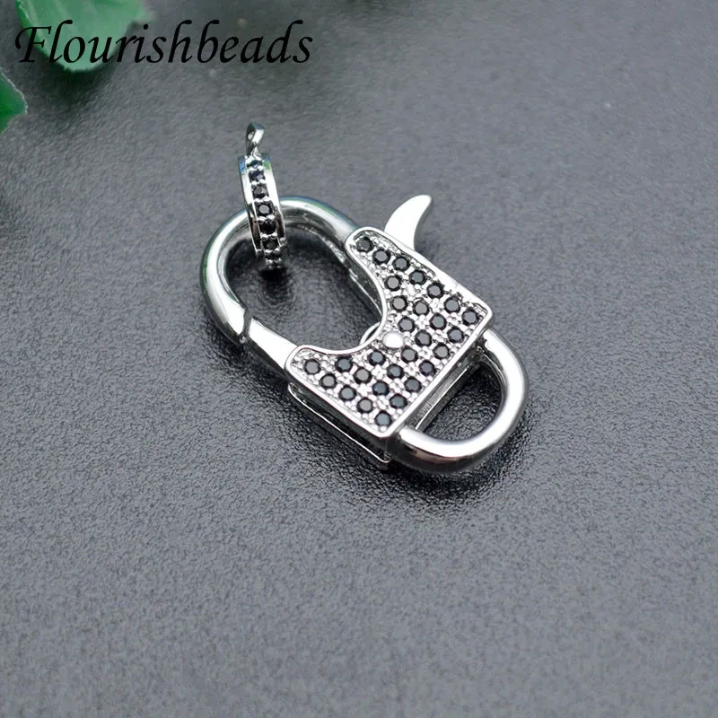 5pcs CZ Beads Paved Spring Clasps Copper Connectors Jewelry Making Supplies for DIY Bracelet Necklaces Hand Made Accessories