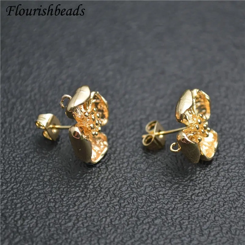 Good Quality Flower Shape Gold Color Anti-fade Metal Ear Stud Brass Chic Jewelry Findings Dangle Earrings DIY Stuff