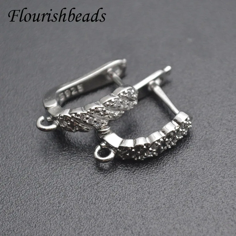 CZ Beads Paved Nickel Free Leverback Earwire Earring Hooks Women Handmade Accessories for Jewelry Making Supplier 30pcs/lot