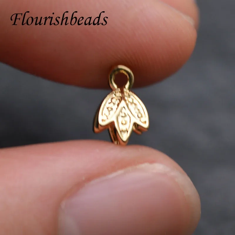 Nickle Free CZ Paved Gold Rhodium Plating Maple Leaf Shape Pendant Bails Pinch Clip Clasp for Earring Jewelry Making 50pcs