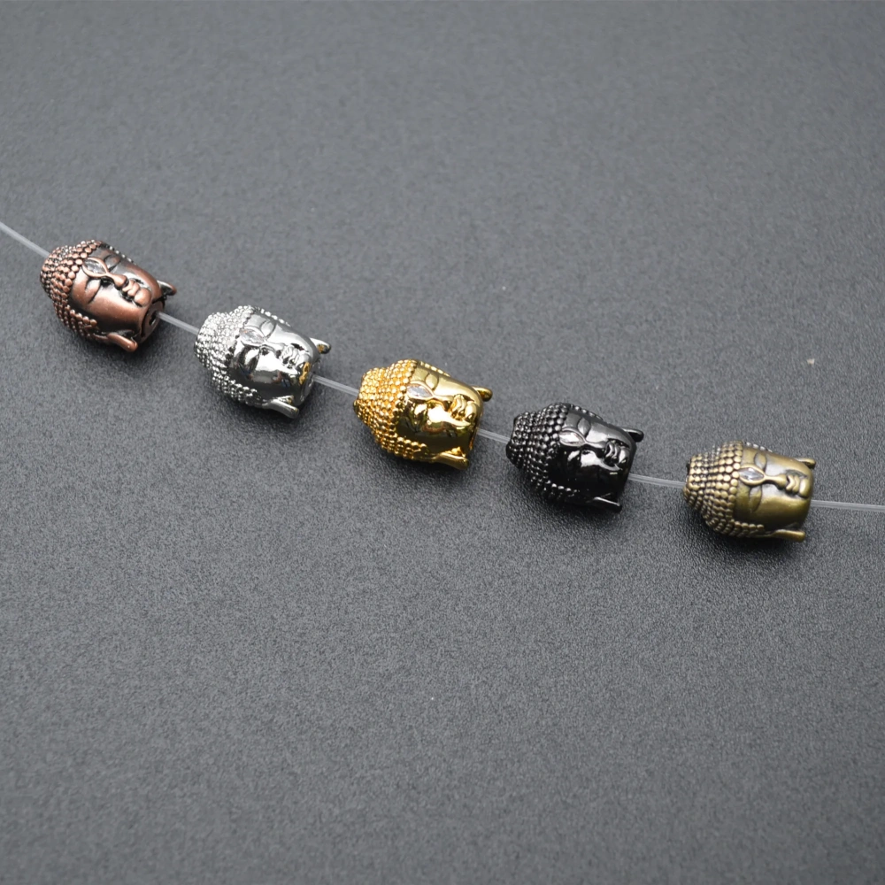 10x14mm Buddha Head Metal Copper Spacer CZ inlaied Loose Beads Multi Colors Charms DIY Jewelry Findings 20pcs/lot